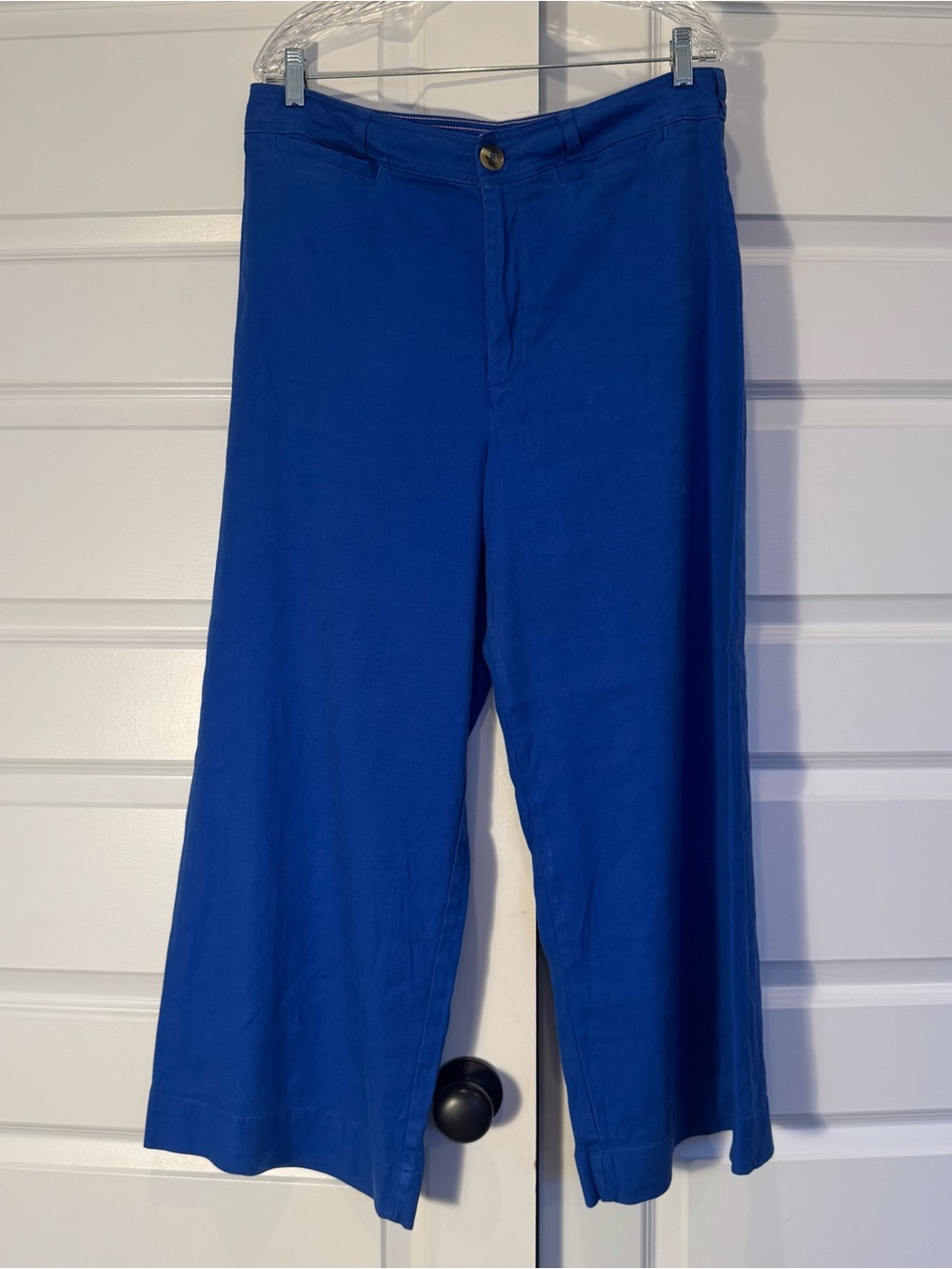 Maeve by Anthropologie Cobalt / Royal Blue Linen Colette Cropped Pant